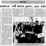‘Hindutva’ will harm party, says Advani ( 1991 )