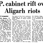 UP cabinet rift over Aligarh riots (1978)
