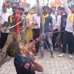 Hindu teenagers brandish swords