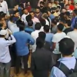 Muslims offering prayers in the basement of building stopped by residents