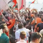 Vishwa Hindu Parishad and Bajrang Dal raise provacative slogans during Shoba Yatra in Moradabad