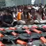 Bajrang Dal members distribute Trishuls (tridents) among 1100 Hindu men in Maharashtra