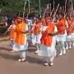 Far-right group Durga Vahini organized a military-style parade where participants marched with batons and swords on the streets