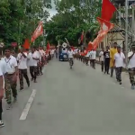 Members of Rashtriya Bajrang Dal took out a street march donning army trousers