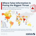Rank of misinformation disinformation among selected countries (Statista)
